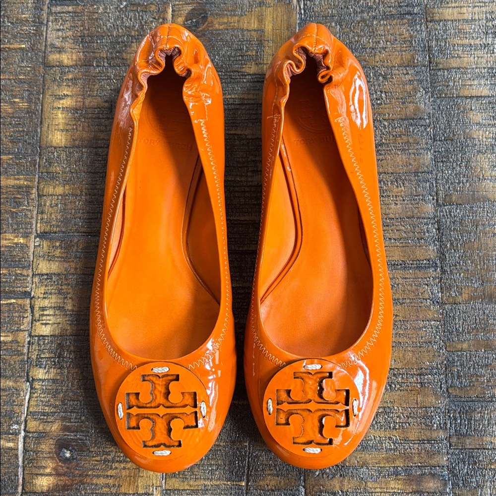 Tory Burch Patent Orange Ballet Flats